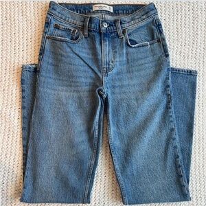 Abercrombie & Fitch Medium Blue The Straight Mid-Rise Jeans